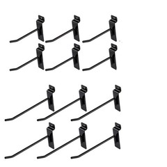 Dazzling Displays 12pcs Slatwall Hooks 4in 6in Metal Black Set
