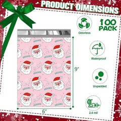 Christmas Poly Mailers 6×9 Inch 100 Pcs – Heavy Duty Tear-Proof Mailings Enve…