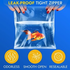 16″ x 16″ Reclosable Plastic Zip Bags, Pack of 10, 6 Mil Heavy-Duty Clear Pol…