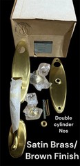 Baldwin 6573-060-DBLC Entry Trim Set Satin Brass/Brown Double Lock Cylinder NOS