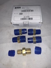 Lot of (5) Parker 6-4 Mhn-B 3/8″ X 1/4″ Mnpt Brass Reducing Hex Nipples, 4000psi