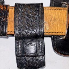 VTG Basketweave Leather Duty Belt w Cuffs Cuff Holder N Accessories 30-32 Inches