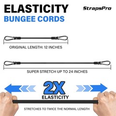 12 Inch Bungee Cords Heavy Duty 4 Pack Carabiner Hook Tie Down Straps