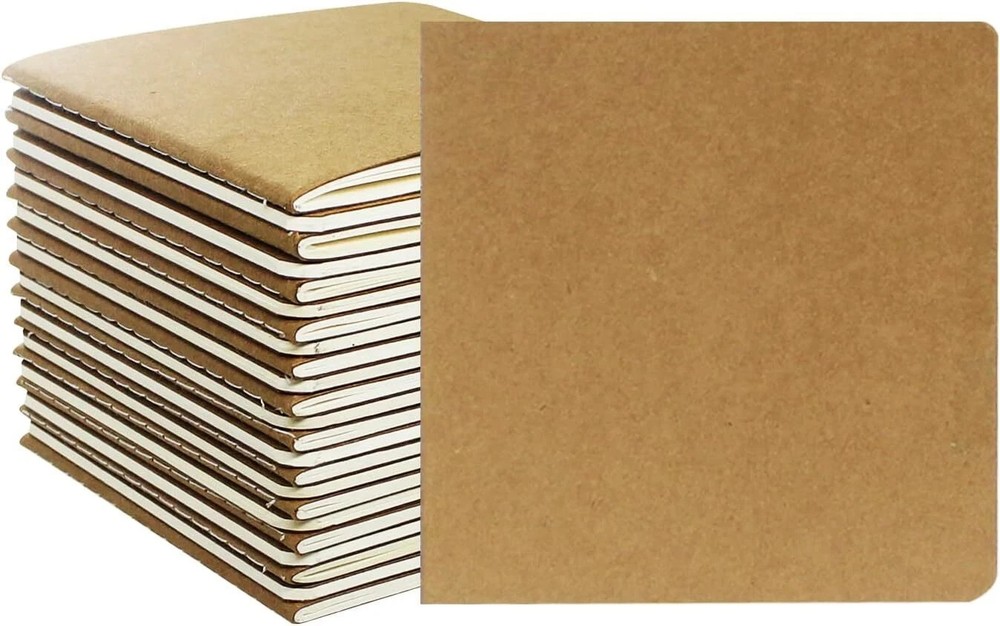 24 Pack Mini Kraft Paper Blank Notebook 4×4 Inch Unlined Journals Sketchbooks