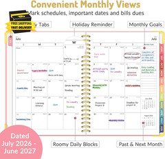 Academic Planner 2026-2027, Hardcover Calendar Planner Weekly & Monthly, July 20