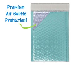 Aqua ICE BLUE Metallic Bubble Mailers 4×8, 8×12, 6×10, 9×13 NEW Padded Envelopes