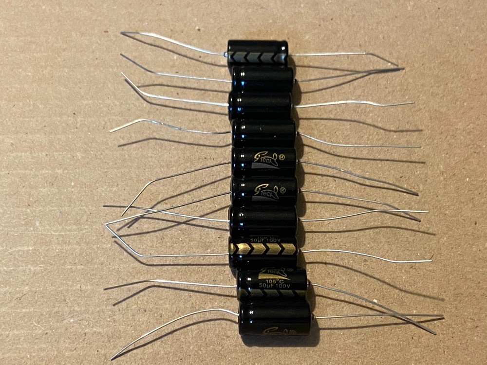 10pc Electrolytic Capacitor Axial 2000hr +105℃ RoHS 50uF 100V φ10x20mm Supertech