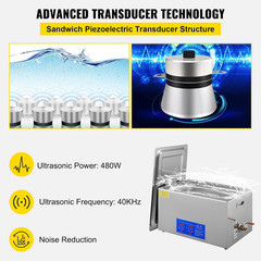 22L Industrial Sonic Cleaner with Digital Timer&Heater 40Khz Professional Sonic