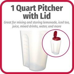 GoodCook 1 Quart Bottle with Snap Lock Easy-Pour 32 Ounces, Clear and Red