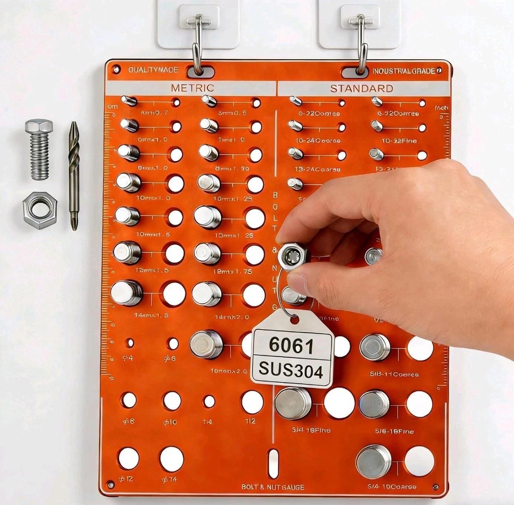 Nut and Bolt Thread Checker, Standard & Metric 42 Hole, Screw Size Tester as