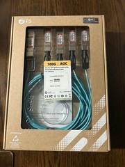 NEW FS 2m 7′ 100G QSFP28 – 4 x 25G SFP28 Active Optical Breakout Cable FS Switch