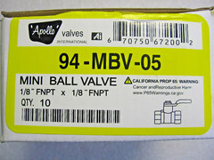 Case of 10) Apollo 1/8″ FNPT Threaded Brass Ball Valves 94-MBV-05 / 600 WOG
