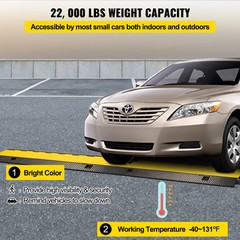 VEVOR 1-Pack 3-Channel Cable Protector Cover Ramp 33000LBS Capacity Heavy-Duty
