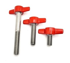 3/8″ Thumb Screw T Bolts Red Butterfly Tee Wing 1 1/2″ Plastic Knob Stainless