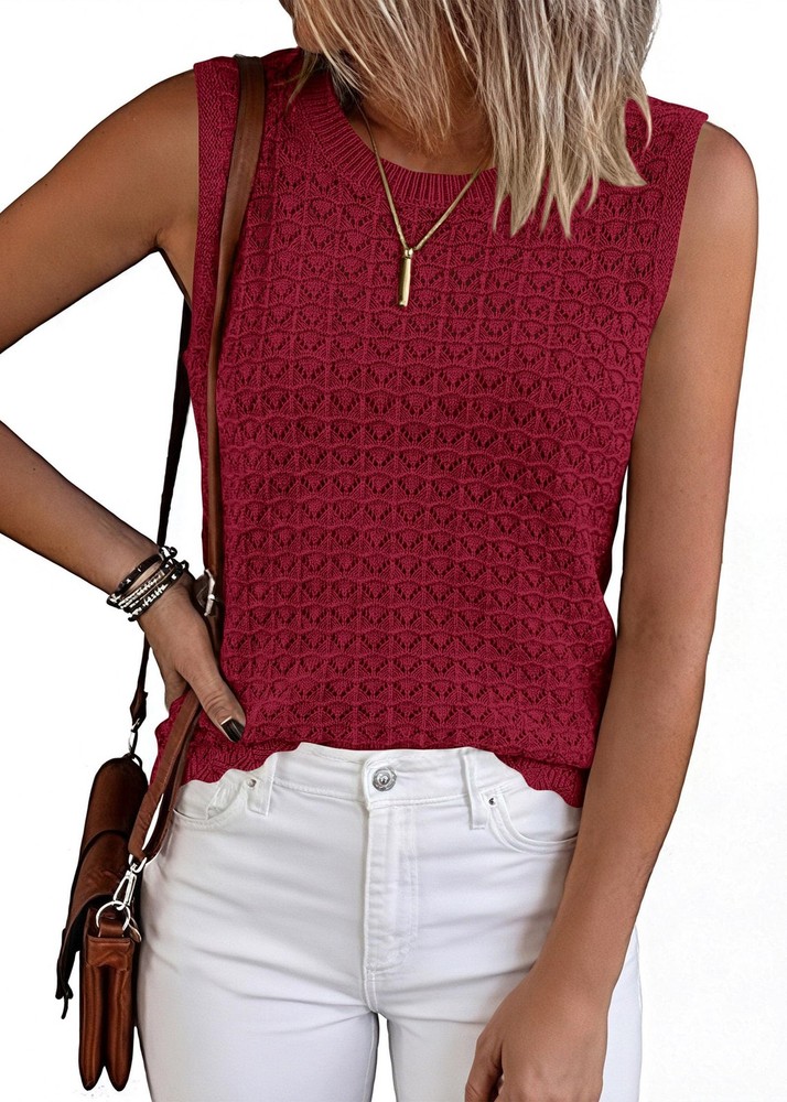 Kirundo Crochet Tops For Women 2026 Spring Summer Sleeveless Sweater Vest Tank