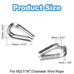 50Pcs 1/16″ M2 Stainless Steel Thimble for Diameter Wire Rope Cable Thimbles Rig