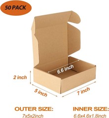 7X5X2 Inch Shipping Boxes Bulk 50 Pack Brown, Tab Lock Tuck Top Mailer Boxes for