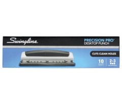 Swingline Desktop Hole Punch Precision Pro Adjustable 2-3 Holes 10 Sheets 74037.