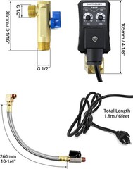 Automatic Timed Condensate Drain Valve with Steel Hose 1/4 Inch NPT Drain