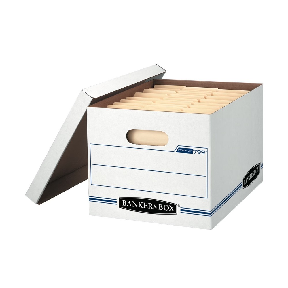 Bankers Box Basic Duty Letter/Legal File Storage Box with Lids, 10 Pack, White C