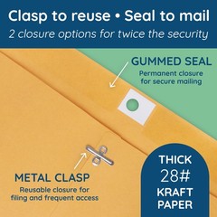 Blue Summit Supplies 100 9” x 12” Clasp Envelopes with Gummed 9 x 12, Brown