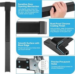 IRONWALLS Surface Vertical Rod Panic Bar, Black 27-41″ Commercial Door Push Bar