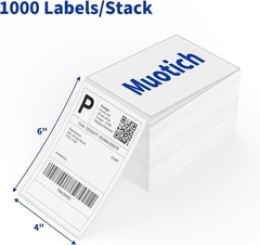 4″ x 6″ Direct Thermal Labels, 4000 Fanfold Shipping Labels with Perforated L…