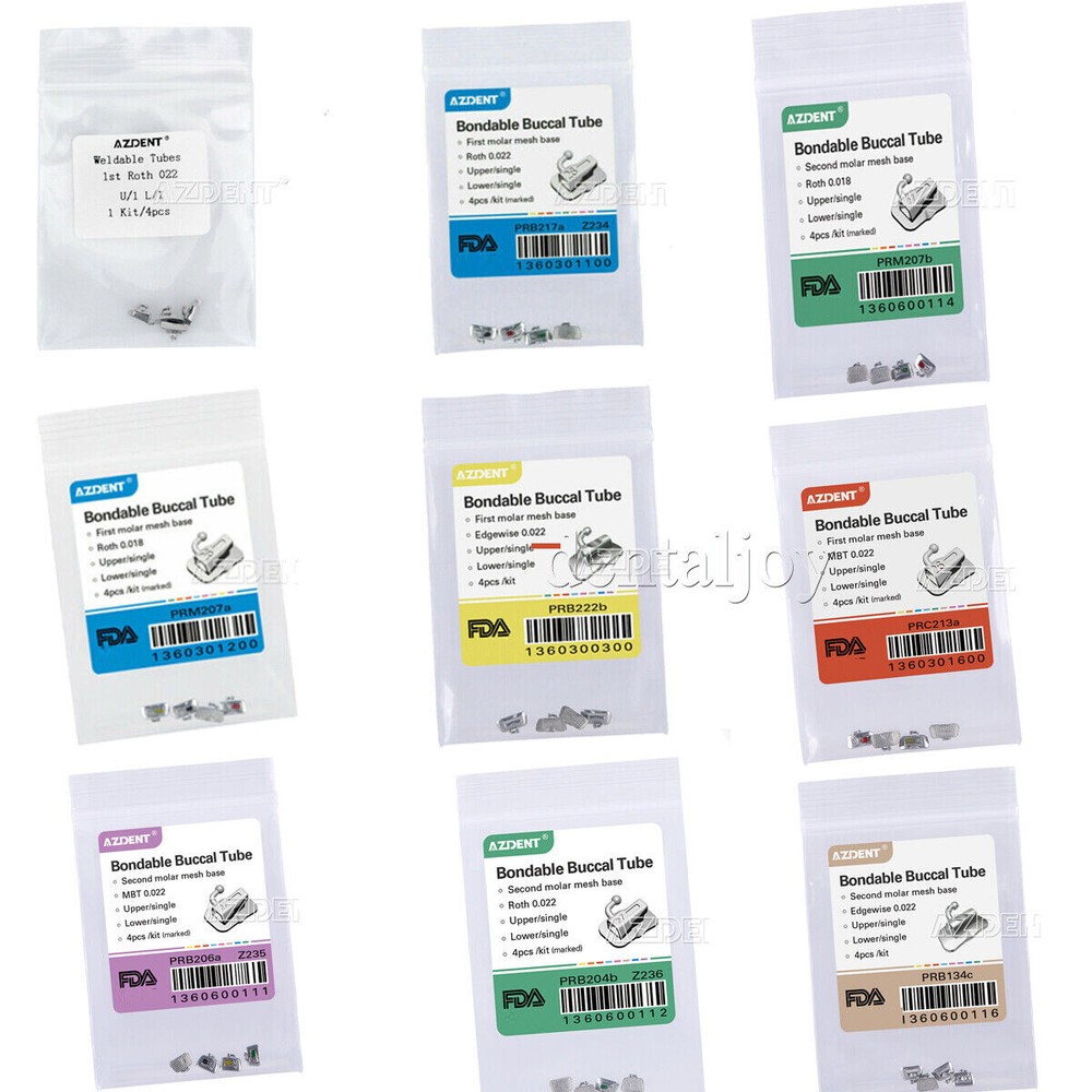 10 X AZDENT Dental Ortho Buccal Tubes 1st 2nd Molar Tube Roth MBT 022 018 Mark