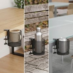Cup Holder with Clamp Space-Saving Mesh Cup Holder Secure for Table Edge