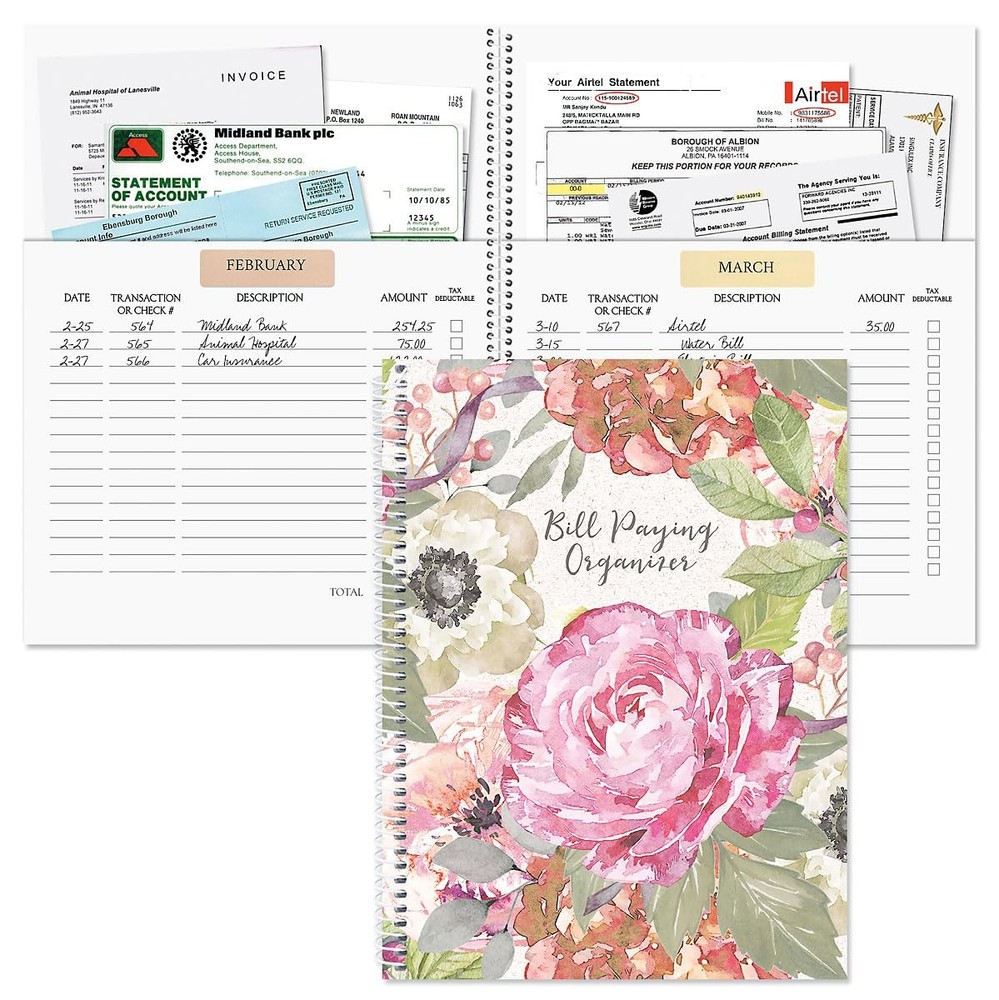 Current Pale Peony Paying Organizer Book 9 x 12 inches, Bill
