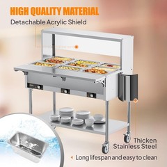 ROVSUN 72QT Electric Commercial Food Warmer 1500W, 9-Pan Steam Table 8QT/Pan