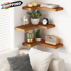 Fixwal Corner Floating Shelves for Wall 16″ x 11.4″ x 5.5″, Rustic Brown