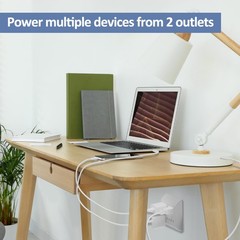 2-Prong 6-Outlet Extender, Multi Plug Outlet with 6 Electrical Outlets White
