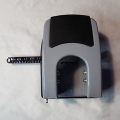 Metal Commercial Office Depot Gray 2 HOLE Punch With Paper Guide TESTED