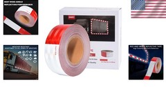 High-Visibility 2×30 Ft Red White Reflective Tape – Strong Adhesion & Waterproof