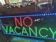 LED Illuminated “NO VACANCY” Hanging Window Sign, Black Plastic