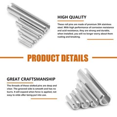 220pcs Roll Pin Set, Stainless Steel Slotted Spring Pin Assortment Kit M1.5 M2