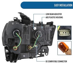 2019-2024 Ram 2500 3500 4500 5500 Halogen Headlights Pair Black