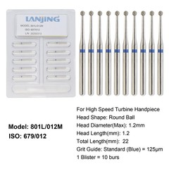 Dental Diamond Burs Round Ball Surgical Bur FG Coarse Fine Long High Speed 801