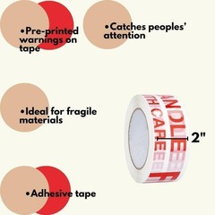 2 inch 6 Rolls Fragile Marking Packing Tape Shipping- 2.0 mil 330 feet 110 yards