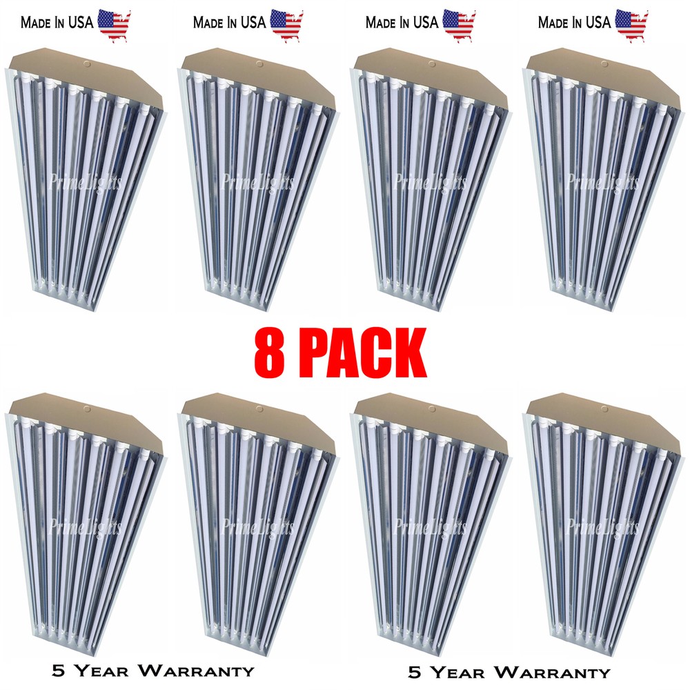 (Qty8) 6 Bulb / Lamp T8 LED High Bay Warehouse, Commercial Light Fixture NEW
