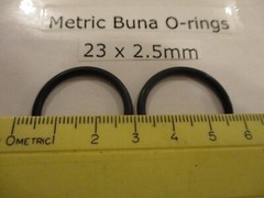 23mm ID x 28mm OD x 2.5mm thick O-ring. Buna-70. Quan 2.