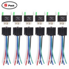 Universal 6-Piece 5-Pin SPDT 30 Amp Fuse Relay Switch Harness Kit, 14 AWG, 12V