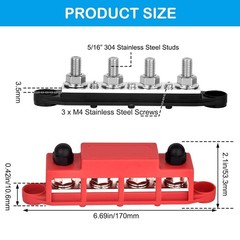 12V 250A Bus Bar Terminal Block Battery Distribution Block for Automotive Solar