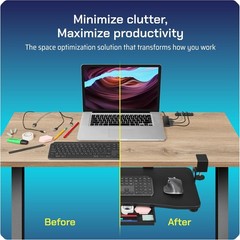 Keyboard Tray | Under Desk Keyboard Tray Slide Out w/Adjustable C-Clamps