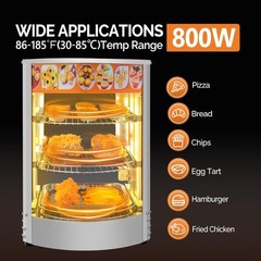 ROVSUN Commercial Food Warmer Display 3-Tiers Countertop Pizza Cabinet w/Light