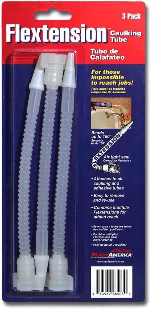 Ready America Flextension Caulking Tube Tip, Reusable and Removable 3- Count