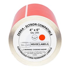ZEBRA 4×6 COLOR (4″ x 6″) RED Direct Thermal Labels – 1″ Core – (2) Rolls of 250