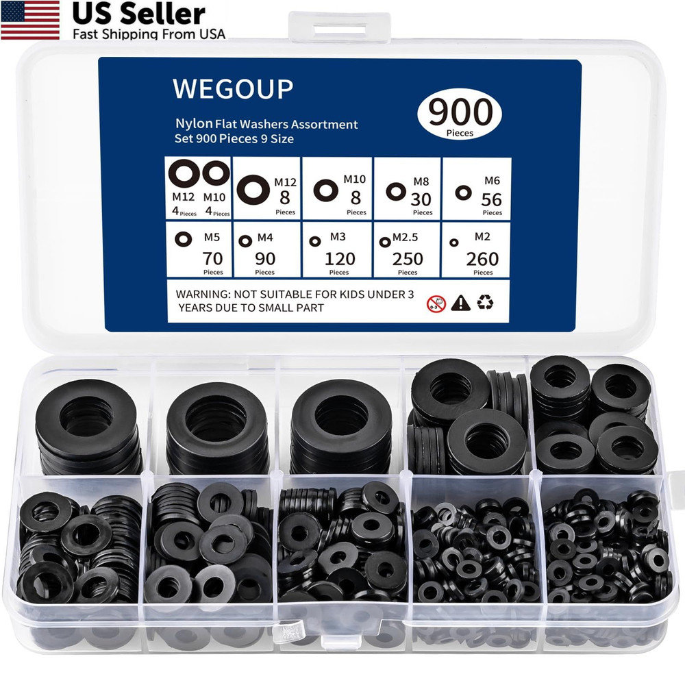 WEGOUP 900-Piece M2, M2.5, M3, M4, M5, M6, M8, M10, M12 millimeters, Black