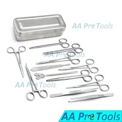 Set of 13 Pieces Basic Minor Surgery Kit Steel Box Surgical Instruments DS-1290